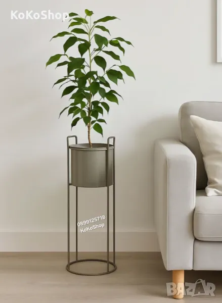 Кашпа на стойка-Ø17.5x51 см./цветарник/метална кашпа, снимка 1