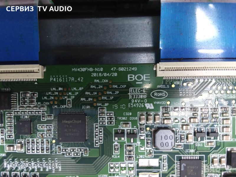 T-Conт BOARD ,HV430FHB-N10, 47-6021249  TELEFUNKEN 43FB5000, снимка 1