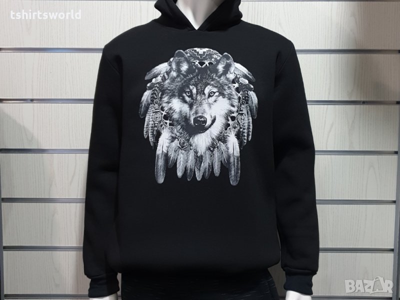 Нов мъжки суичър с дигитален печат Вълк - капан за сънища, снимка 1