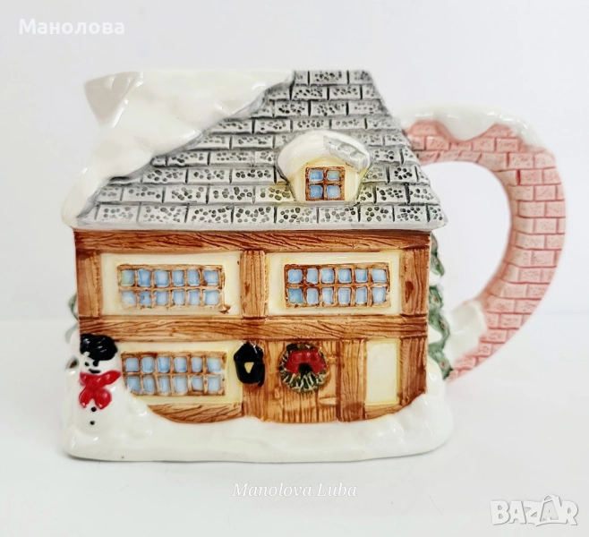Ръчно рисувана фина керамична латиера Annie Row, Collectable Christmas., снимка 1