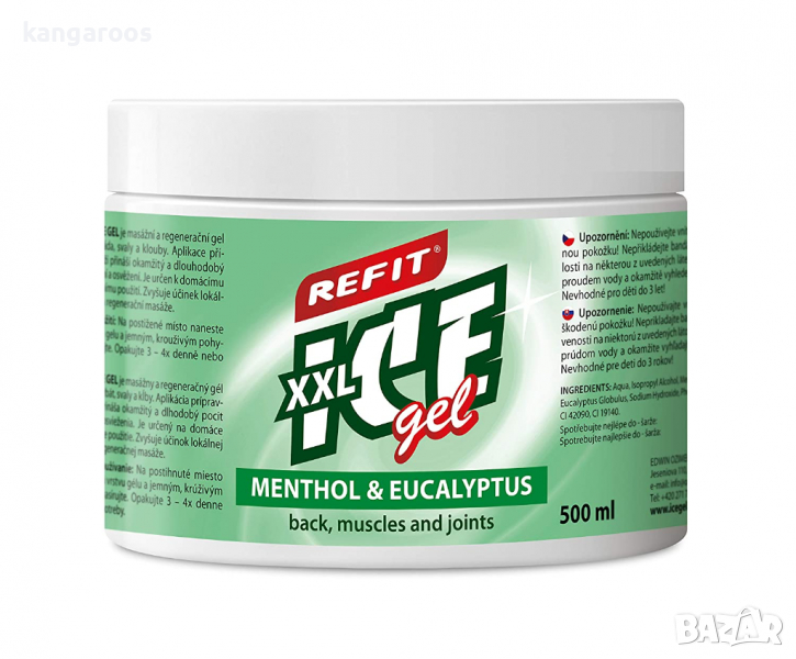 Охлаждащ гел Refit Ice Gel Menthol & Eucalyptus 500 ml–при много силна болка с незабавен ефект, снимка 1