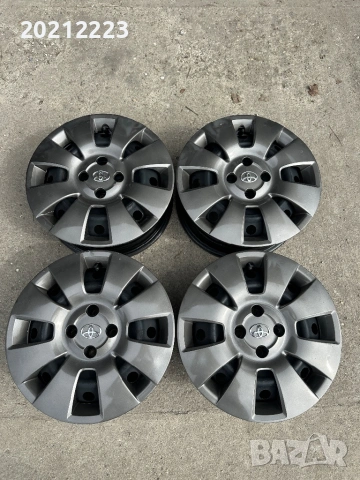 4 броя железни джанти+тасове за Toyota Yaris-Hybrid 15, снимка 2 - Гуми и джанти - 54108862