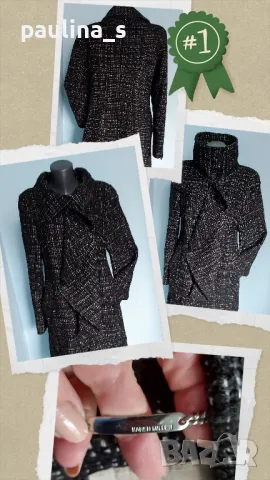 Karen Millen / Палто с висока яка и жабо / букле / вълна , снимка 2 - Палта, манта - 48793936