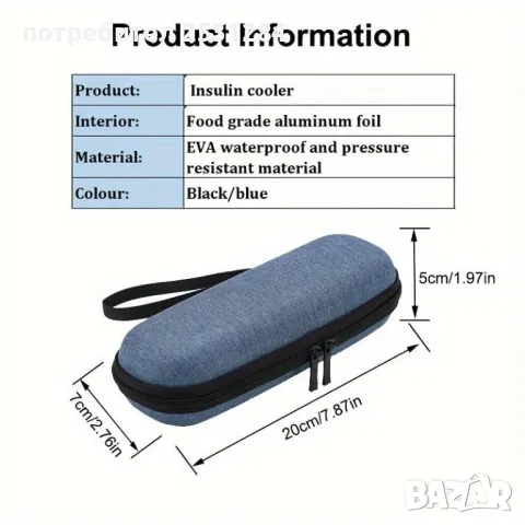 Преносима чанта за охлаждане на инсулин и лекарства , несесер за инсулин, снимка 5 - Чанти - 47575089