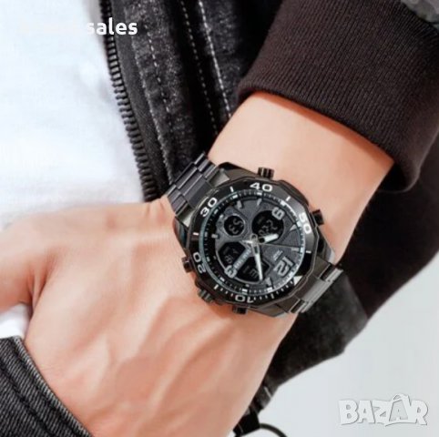 Елегантен мъжки часовник с двоен механизъм, снимка 6 - Мъжки - 30741456