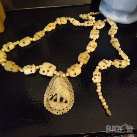 Ретро огърлица слонова кост 30 те години НАМАЛЕНИЕ, снимка 2 - Колиета, медальони, синджири - 39077202