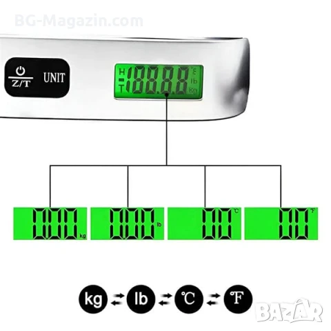 Професионален електронен кантар за самолетен багаж куфар храна кухненски риба до 50кг дигитален, снимка 7 - Везни - 50921390