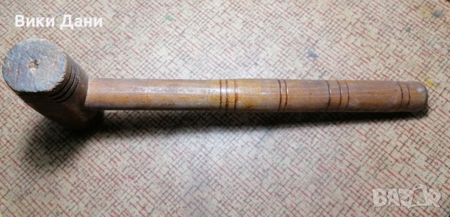 дървен стругован пирографиран чук, снимка 4 - Антикварни и старинни предмети - 38643738