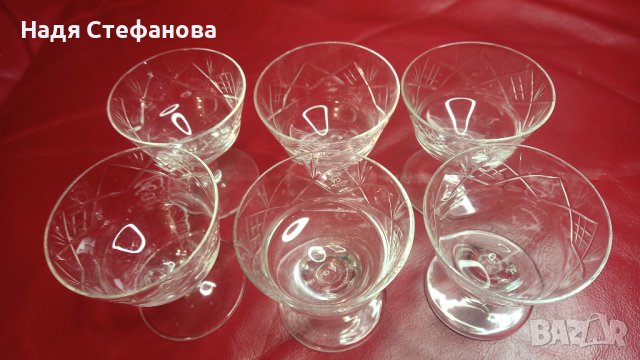 Кристални чашки за концентрат, гравюра, столче, 50 мл, 6 бр комплект, снимка 7 - Чаши - 44193539