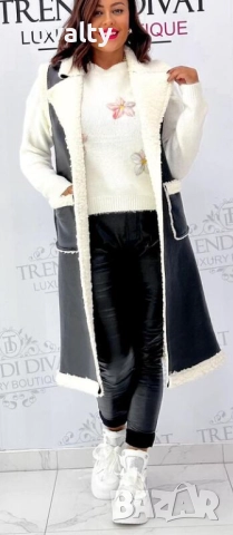 Дамски черен пухкав елек, снимка 3 - Елеци - 51995537