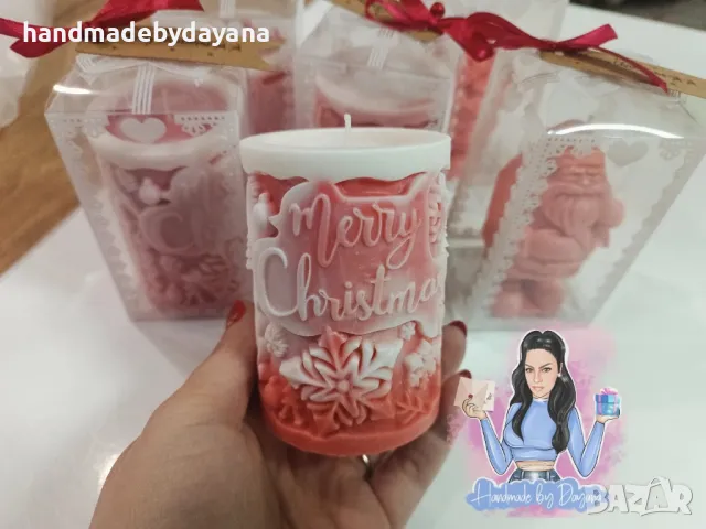 Коледни свещи от соев восък с аромат на ''Бяла нощ''. , снимка 1