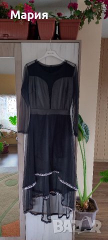 Официална рокля еко кожа и тюл