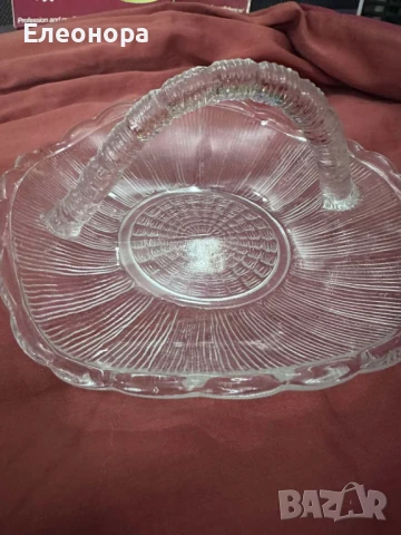 красива кристална фруктиерна чиния-кошничка, снимка 2 - Чинии - 51400412