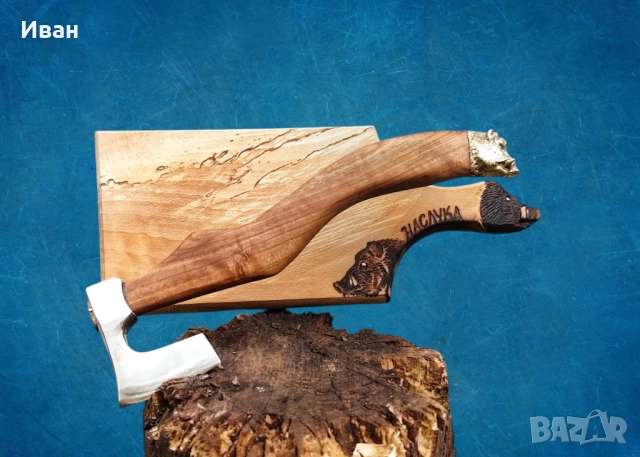 Брадва ръчна изработка ловен комплект Диво прасе подарък за мъж , снимка 6 - Ножове - 49609801
