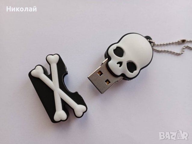 Флашка 32 гб. Череп и кости , скелет , Jolly Roger, снимка 2 - USB Flash памети - 38162234