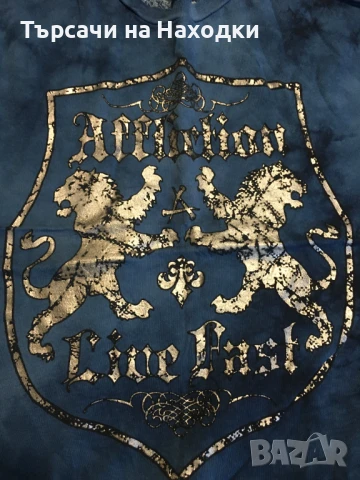 Мъжка тениска AFFLICTION Lion Shield Crest Blue Silver Reactive S SMall, снимка 7 - Тениски - 50872740