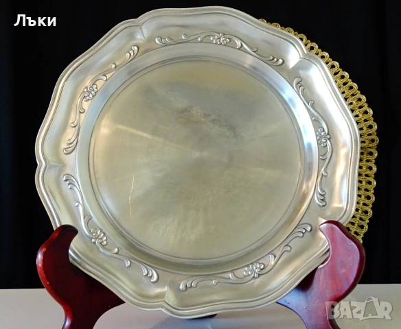 Калаена чиния за гравиране,калаена сватба,Art Nouveau. , снимка 6 - Антикварни и старинни предмети - 52887488