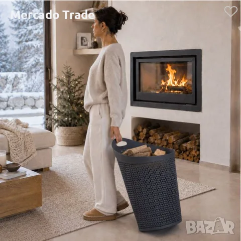 Пластмасов кош за пренасяне на дърва с колела  Mercado Trade, Сив, 100л