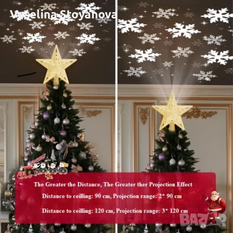 3D прожектор за Елха 6 Визии - Звезда  ТОП ПРОДУКТ ЗА 2025, снимка 2 - Декорация за дома - 52651593