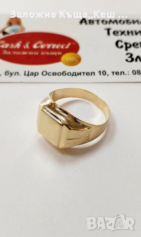 Златен мъжки пръстен 14К.Тегло 3.80 гр.Размер 65.Цена 310 €., снимка 2 - Пръстени - 54275911
