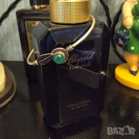 Стара гривна ръчна изработка със зелен оникс   НАМАЛЕНИЕ , снимка 2 - Гривни - 37943884