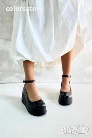 Обувки на платформа - черен лак - FG25, снимка 2 - Дамски ежедневни обувки - 33313923
