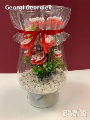 цветя изработени с качествени материали от глицеринов ароматен сапун , снимка 14 - Декорация за дома - 50807971