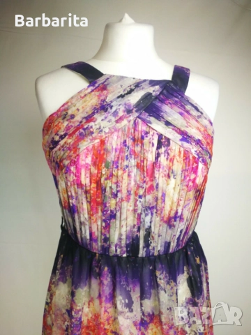 Плисирана флорална рокля Little Mistress размер М/38, снимка 6 - Рокли - 51891190