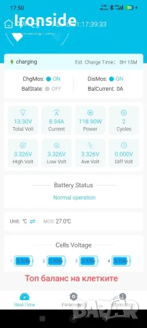 Lifepo4 батерия 12v 100ah с блутут , снимка 4 - Друга електроника - 54897238