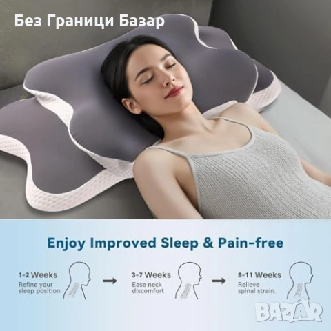 Нова Контурна възглавница за спане по гръб и настрани мемори пяна охлаждащ калъф, снимка 6 - Възглавници - 54150824