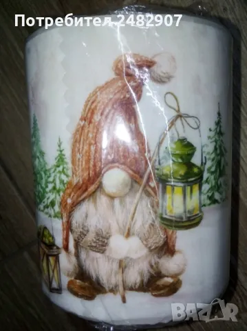 Декоративна Коледна свещ, снимка 3 - Декорация за дома - 48309315