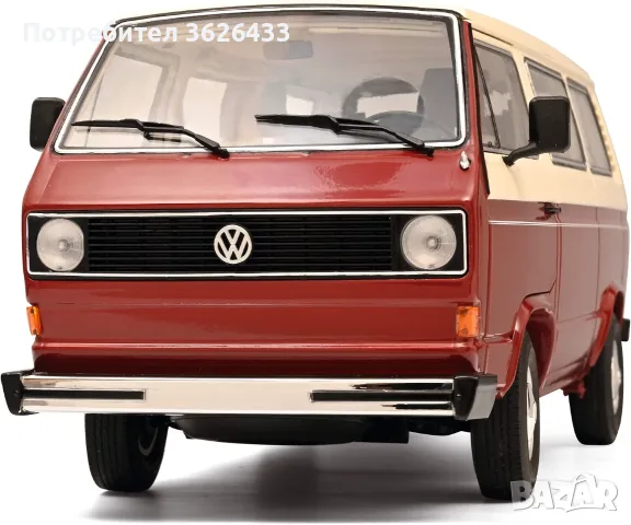1:18 VW T3 Vanagon Van Bus Red/white Schuco, снимка 2 - Колекции - 55978784