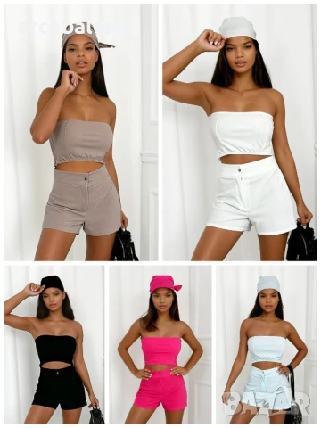 Дамски комплект от 3 части топ, шорти и шал Marina, 5цвята 