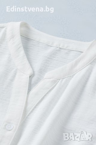 Дамска бяла риза без ръкави, с ефектна талия с ластик, снимка 10 - Ризи - 44305060