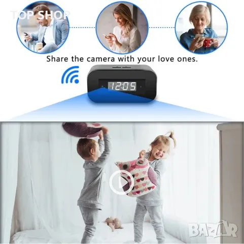 Igzyz шпионска камера WiFi, 4K/1080P часовникова скрита безжична камера с нощно виждане, снимка 2 - Камери - 48697772