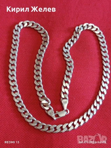 Сребърен ланец плетка тип ПАНЦЕР масивен много красив ювелирна изработка 52531, снимка 5 - Колиета, медальони, синджири - 53005228