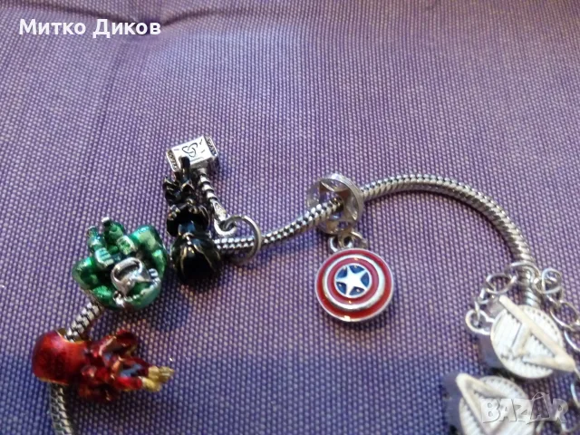 Сребърна гривна Пандора в кутия нова отмъстелите Marvel Avengers, снимка 4 - Гривни - 55797626