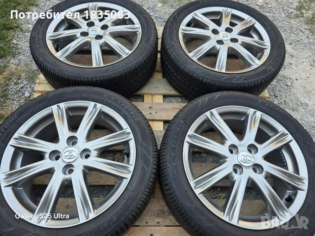 Лети джанти 16ки 4х100 Toyota + летни гуми 195/50/16 Bridgestone, снимка 3 - Гуми и джанти - 55846636