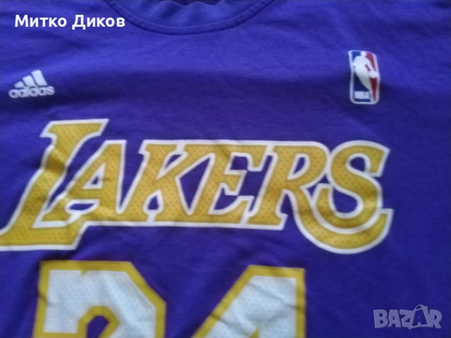 Кобе Браянт НБА Лейкърс баскетбол тениска памук №24 маркова на Адидас размер  Л, снимка 3 - Баскетбол - 51665530