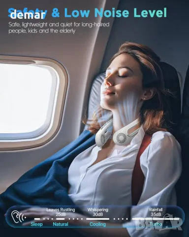 Вентилатор за врат: Портативен с 5200mAh батерия, снимка 7 - Други - 49796064