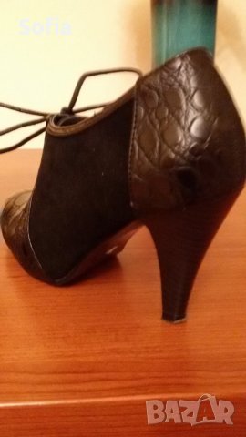 Обувки с връзки на ток, ест.кожа и велур с над 50% отстъпка, снимка 4 - Дамски обувки на ток - 29550427