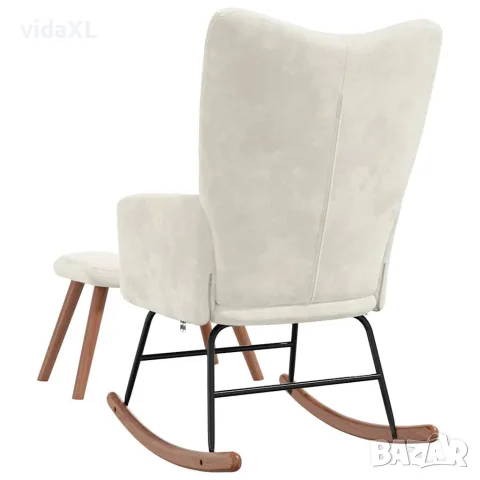 vidaXL Люлеещ се стол с табуретка, кремавобял, кадифе, снимка 9 - Столове - 56146914