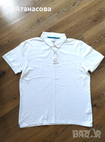 Мъжка бяла тениска тип поло Монтего Montego, размер XL ХЛ, оригинална, снимка 4 - Тениски - 51286378