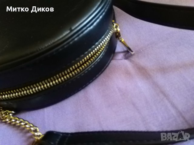 Женска чанта кръгла за през рамо естествена кожа фи 185мм маркова на НМ, снимка 5 - Чанти - 44375478