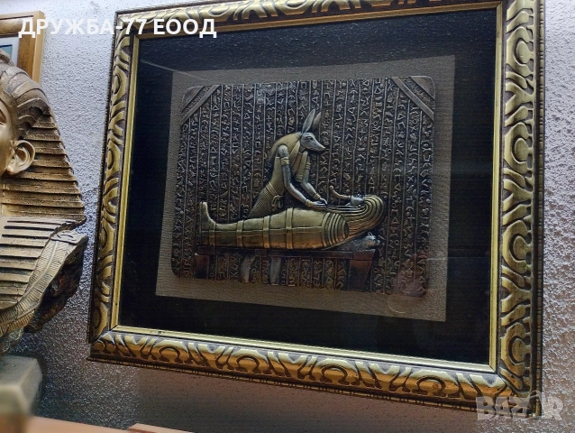 Плочка в рамка на Анубис и Тутънкамон, снимка 5 - Картини - 52717079
