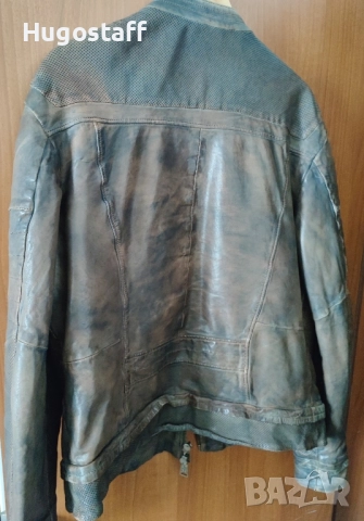 Мъжко Винтидж Cafe Racer Mesh кожено яке MCS Marlboro Classics Л, снимка 5 - Якета - 52484593