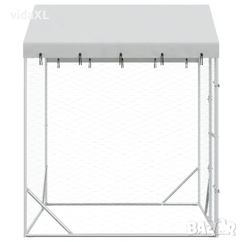 vidaXL Външна клетка за куче с покрив сребриста 2x2x2,5 м стомана, снимка 5 - За кучета - 56146227