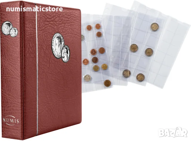 Leuchtturm NUMIS албум с 5 листа червен цвят 