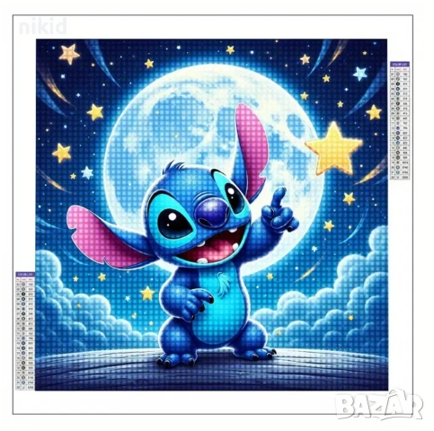 Стич stitch луна детски 5D гоблен диамантен картина мозайка за направа по схема с камъчета, снимка 2 - Гоблени - 54344354
