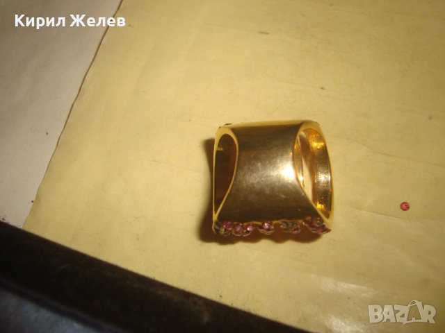 ПОЗЛАТЕН МЕДЕН АЖУРЕН МОДЕН АРТ ПРЪСТЕН с РОЗОВИ КРИСТАЛЧЕТА 5464, снимка 13 - Пръстени - 37510248